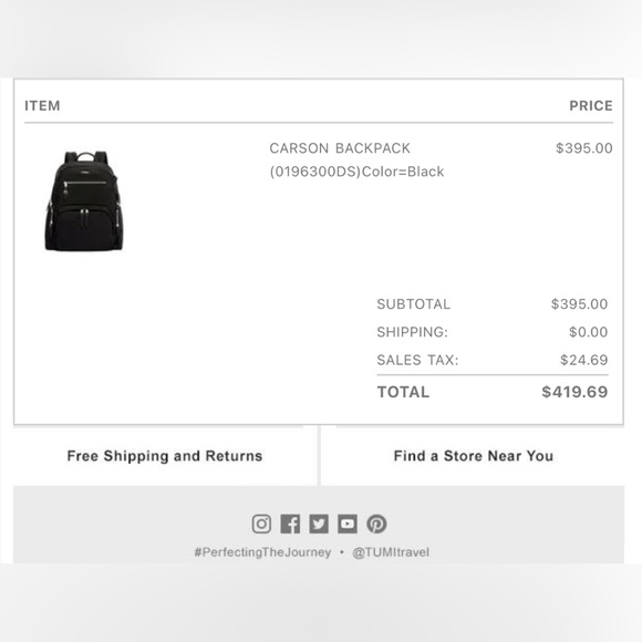 Tumi Black Backpack w/ Silver Hardware - Picture 7 of 7